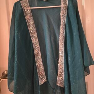 Vintage Wet Seal Teal Shimmer Kimono with Sequin Trim ✨️